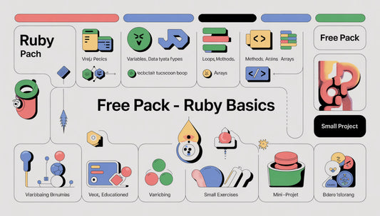 Free pack for Ruby basics with various icons and text on a white background
