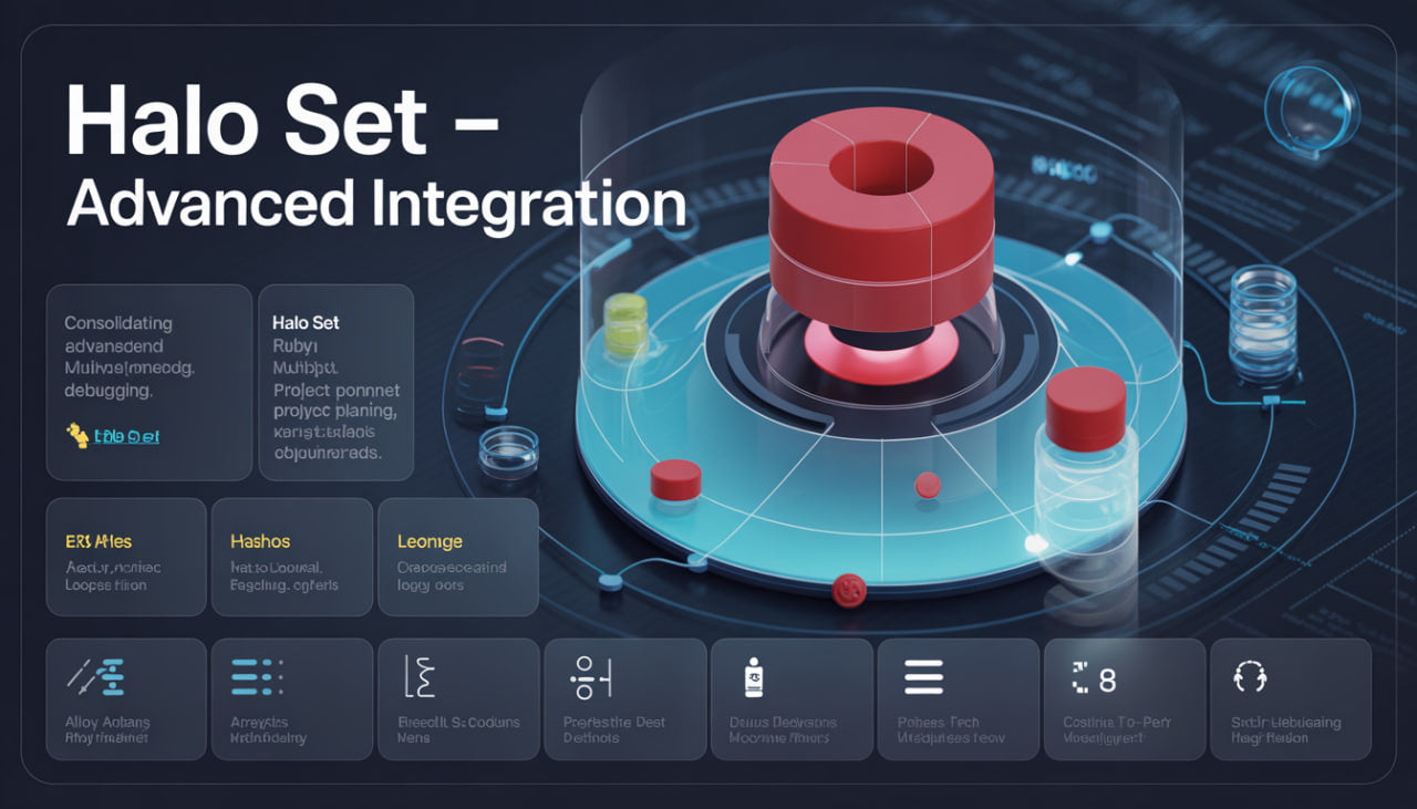 Halo Set Advanced Integration graphic with a red and gray component on a dark background