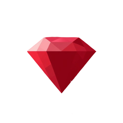 Red diamond-shaped gemstone on a white background