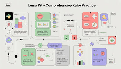 Luma Kit - Comprehensive Ruby Practice diagram with various colored boxes and arrows.
