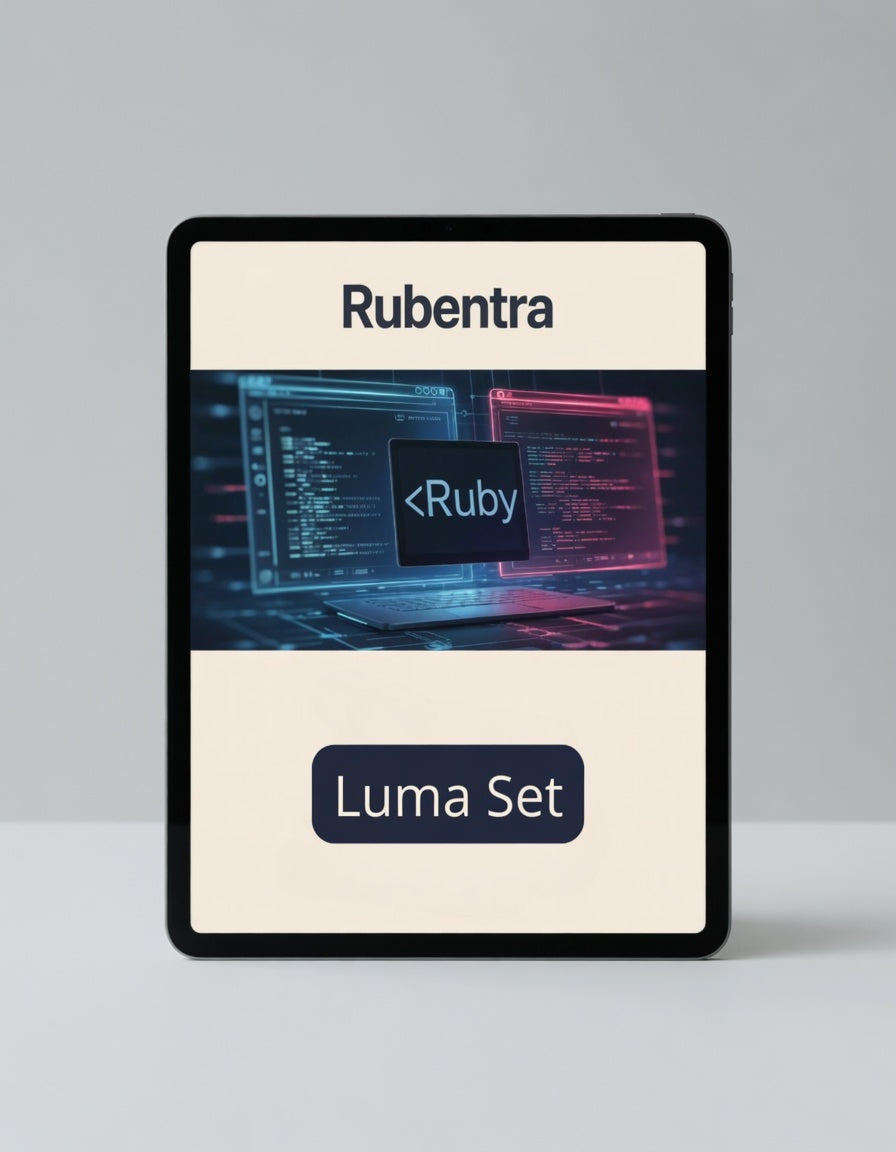 Rubentra Luma Set packaging with a computer screen design on a gray background