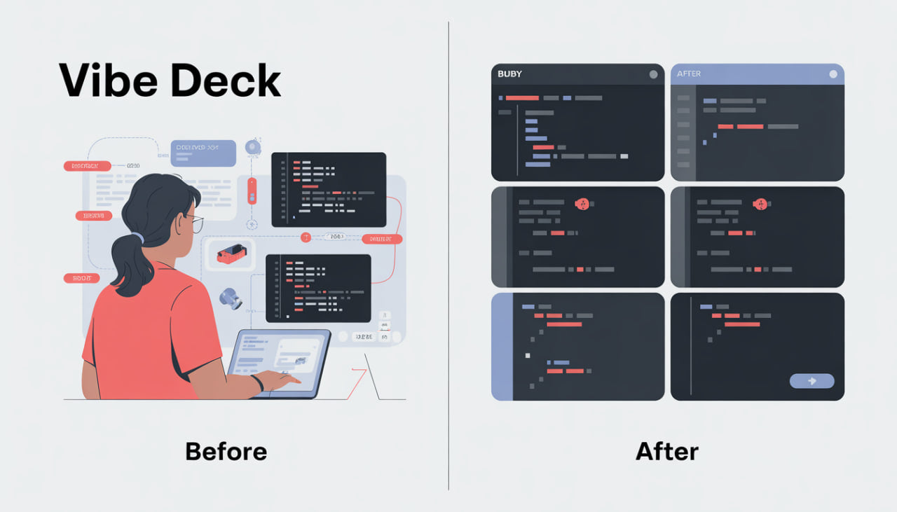Comparison of Vibe Deck before and after using a laptop.